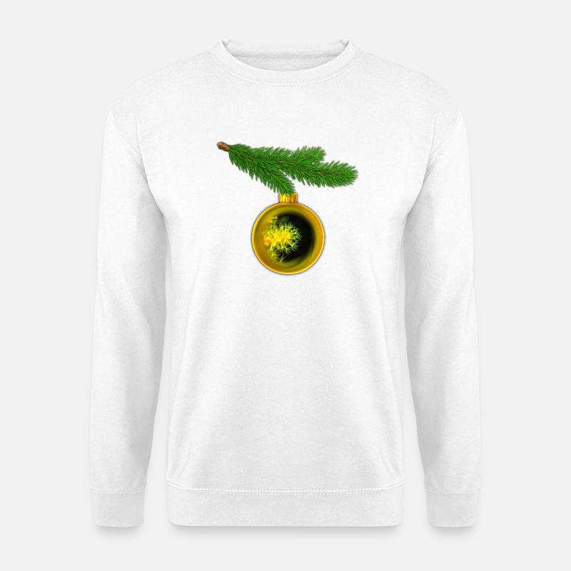 Weihnachtskugel mit Krustenanemonen am Tannenzweig - Unisex Pullover - Weiß