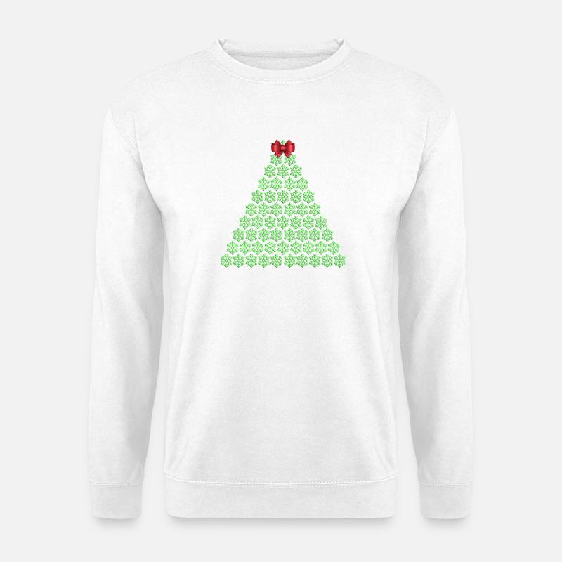 Snowflake Christmas tree with bow - Unisex Sweatshirt - white
