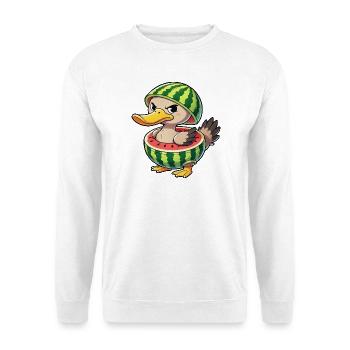 Mürrische Ente mit Wassermelone Sommer Design - Sweat-shirt Unisexe - blanc - Devant