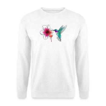 Colibri aquarelle avec hibiscus - Sweat-shirt Unisexe - blanc - Devant