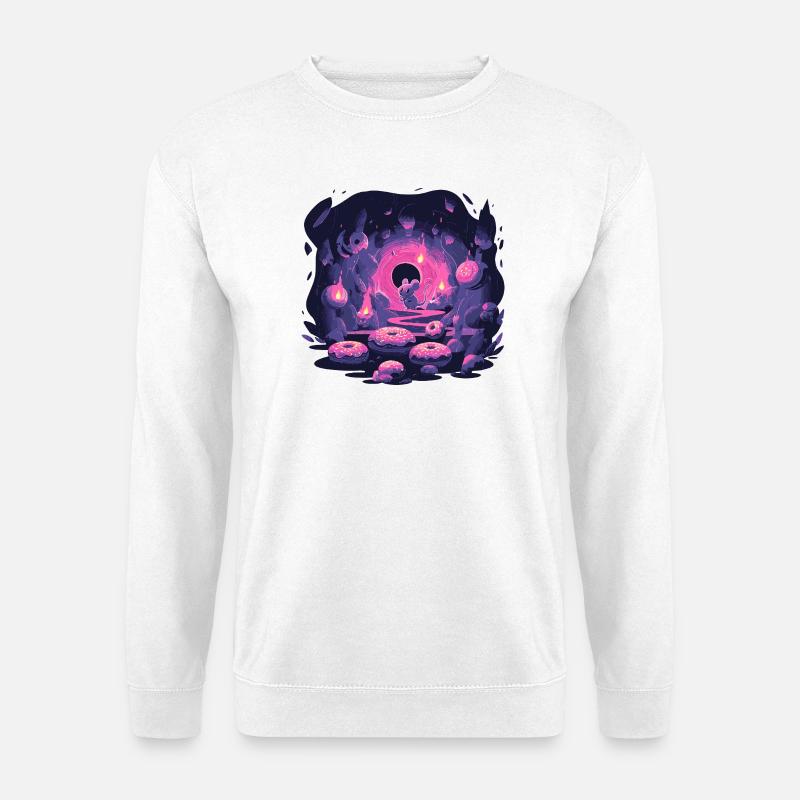 Neon Mouse Cave with Donuts - Unisex Sweatshirt - white