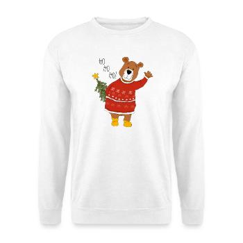 Bär mit Weihnachtsbaum - Unisex Pullover - Weiß - Vorne