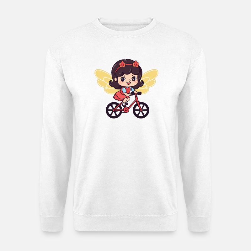 Fairy Cute Bicycle Comic - Unisex Sweatshirt - white