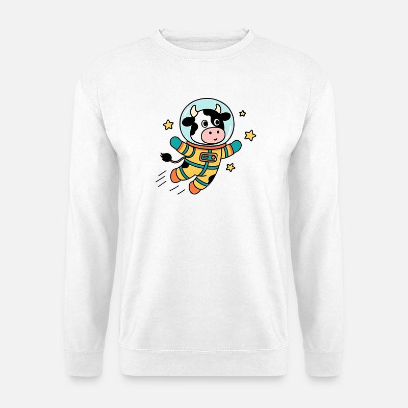 Kuh-Astronaut im All - Unisex Pullover - Weiß