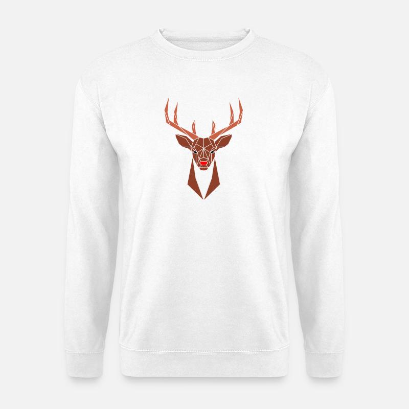 Geometrischer Hirschkopf Rudolph - Unisex Pullover - Weiß