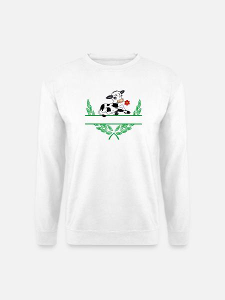 Calf Laurel Wreath with Namespace - Unisex Sweatshirt - white