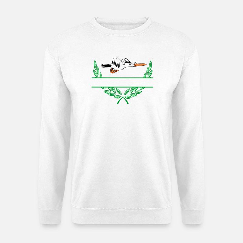 Storch-Lorbeerkranz mit Namensraum - Unisex Pullover - Weiß