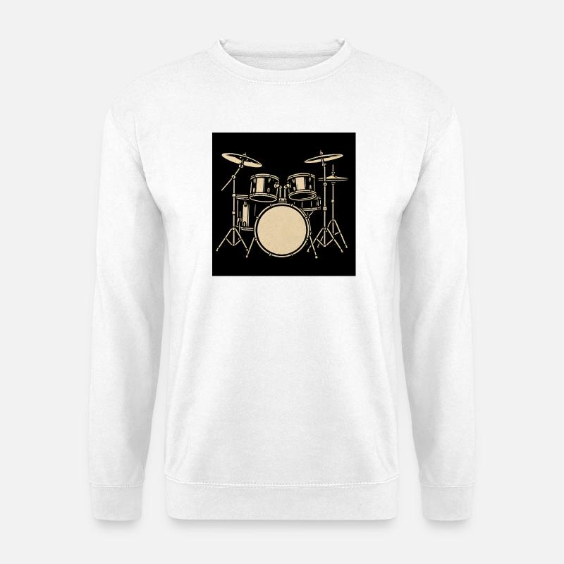 Schwarzsilbernes Drumset Illustration - Unisex Pullover - Weiß