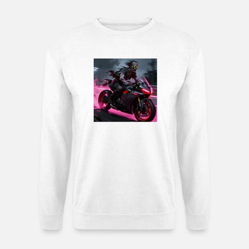 Zombieritter auf Neonbike - Unisex Pullover - Weiß