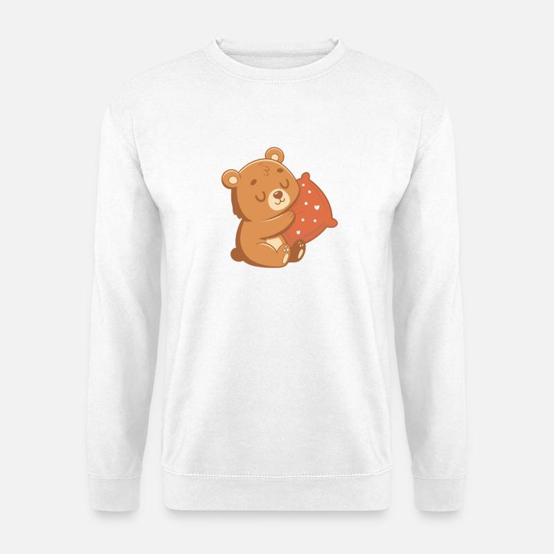 Kuschelbär und Herzkissen - Unisex Pullover - Weiß