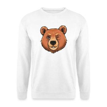 Winking Bear Cartoon - Unisex Sweatshirt - white - Front
