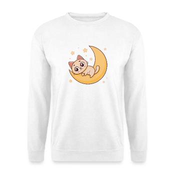 Kätzchen auf der Mondsichel - Unisex Pullover - Weiß - Vorne