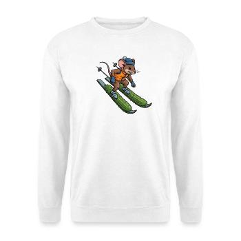 Escapade hivernale Skieur Souris Rat Skieur Concombre Escapade d’hiver - Sweat-shirt Unisexe - blanc - Devant