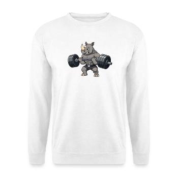 Starkes Nashorn Gewichtheber Workout Hantel Barbel - Unisex Pullover - Weiß - Vorne