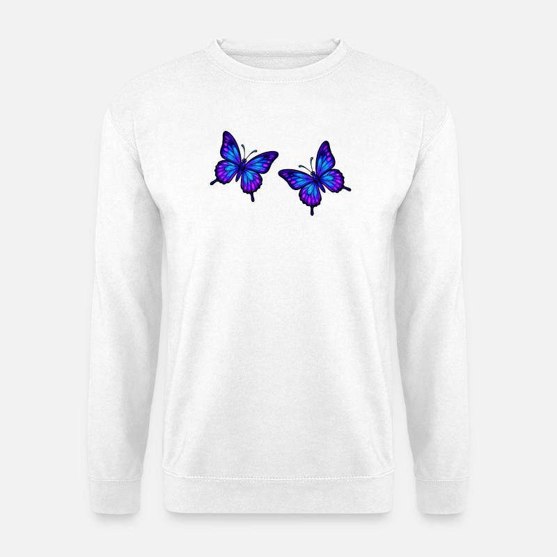 Schmetterlinge Neonblau - Unisex Pullover - Weiß