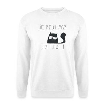 Je peux pas j'ai chat interrogateur - Sweat-shirt Unisexe - blanc - Devant