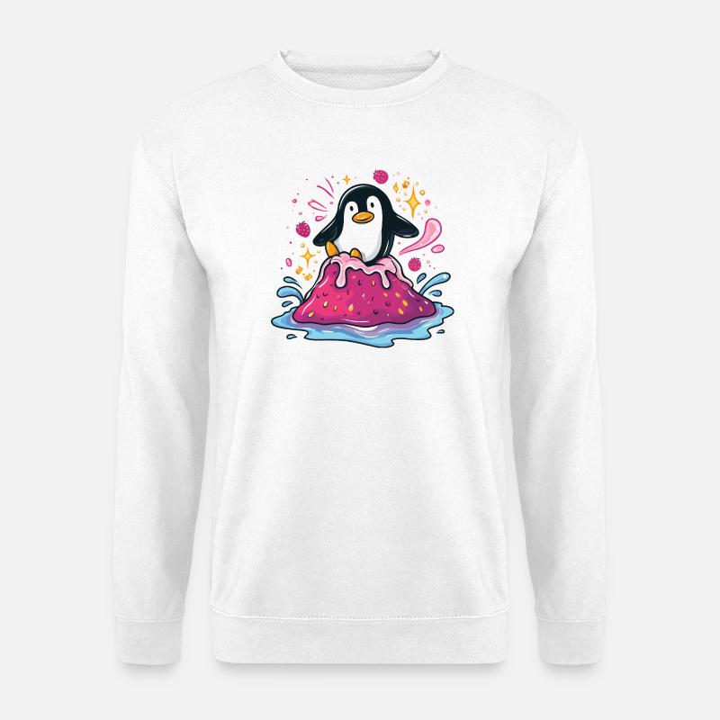 Penguin on pink jam wave - Unisex Sweatshirt - white