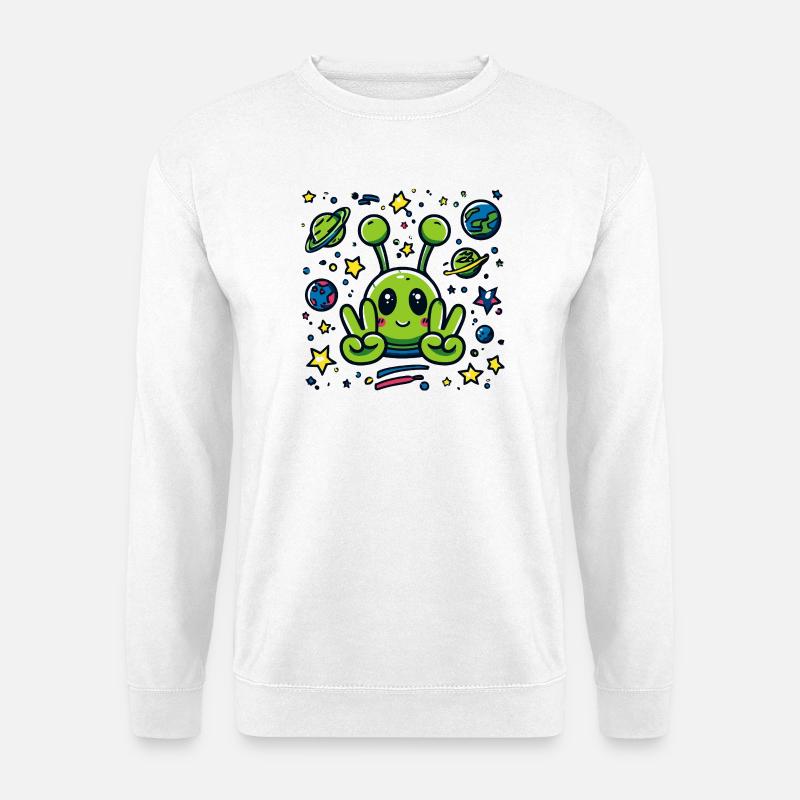 Kleines Alien Friedenszeichen Weltraum - Unisex Pullover - Weiß