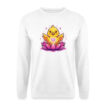 Chick on lotus with heart - Unisex Sweatshirt - white - Front