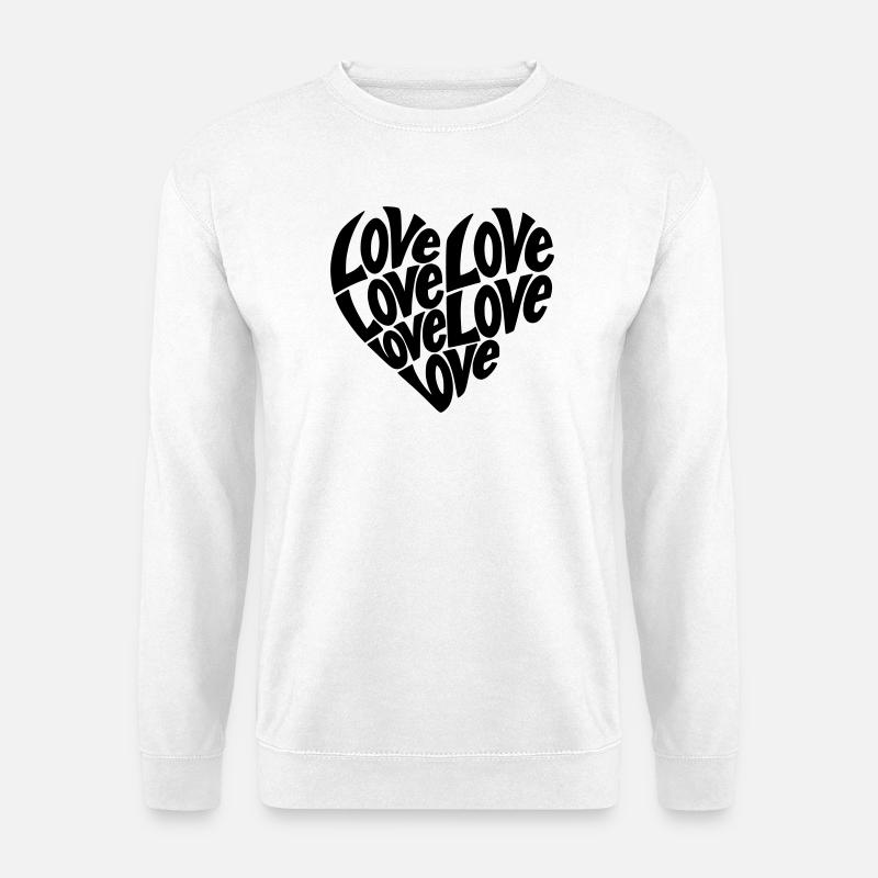 Love Herzform Typografie - Farbe variabel - Unisex Pullover - Weiß