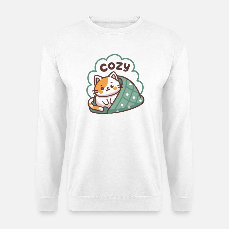Katzenkuss unter der Bettdecke - Unisex Pullover - Weiß