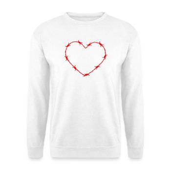 Natodraht Herzform – Symbol für Liebe mit Kante - Unisex Pullover - Weiß - Vorne - Alina (178cm) & Michal (187cm)