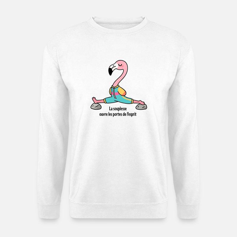 Flamingo-Yoga im Spagat - Unisex Pullover - Weiß