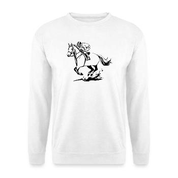 Pferde T-shirt Geschenk Reiter  - Unisex Pullover - Weiß - Vorne - Alina (178cm) & Michal (187cm)