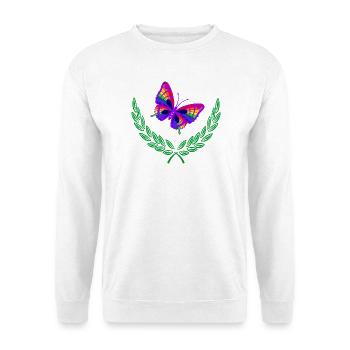 Butterfly in Green Laurel Wreath - Unisex Sweatshirt - white - Front