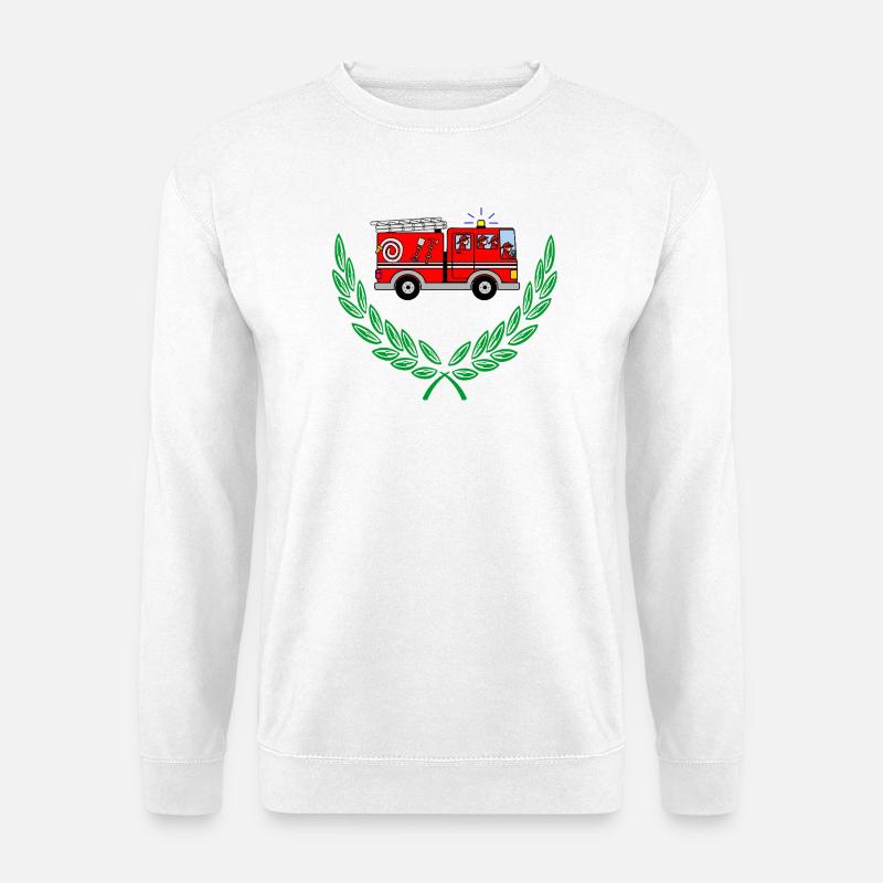 Fire engine in laurel wreath - Unisex Sweatshirt - white