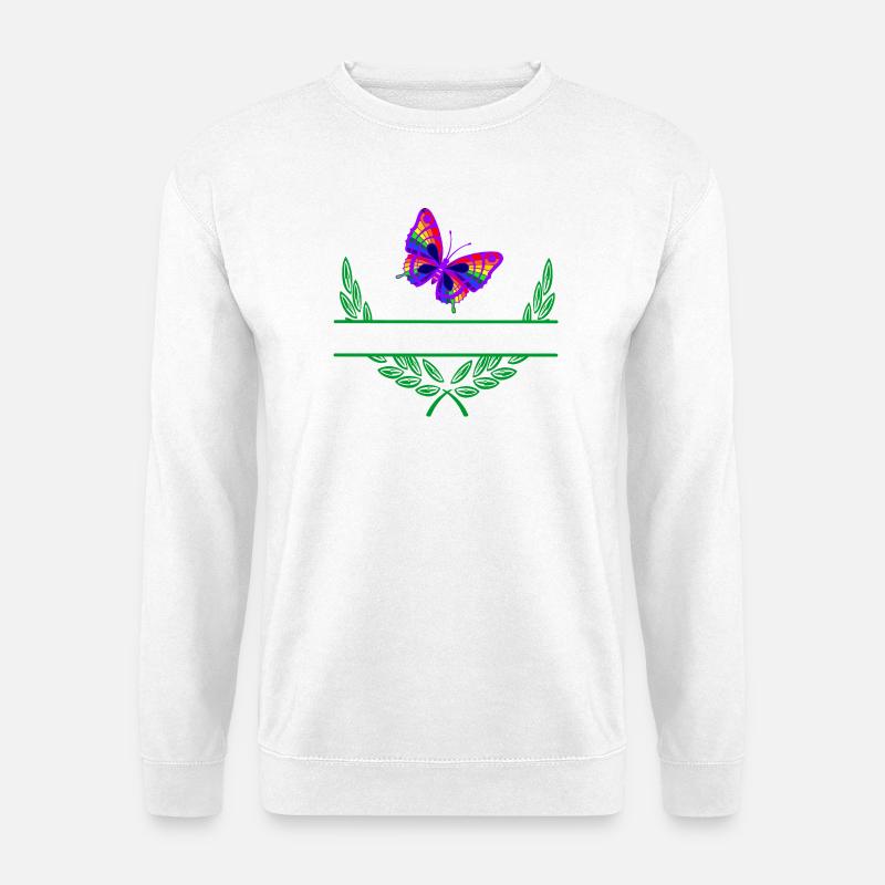 Schmetterlingslorbeerkranz mit Namensraum - Unisex Pullover - Weiß