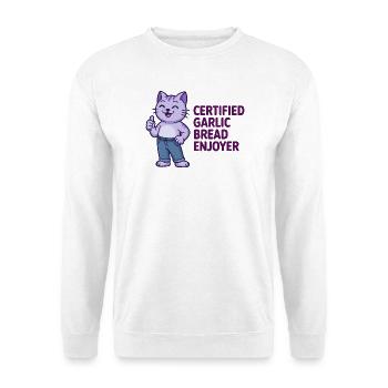 Certified Garlic Bread Enjoyer - Funny Cat T-Shirt - Unisex Sweatshirt - white - Front