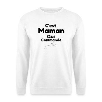 Ligne Coeur Minimaliste - C'est maman Qui Commande - Sweat-shirt Unisexe - blanc - Devant