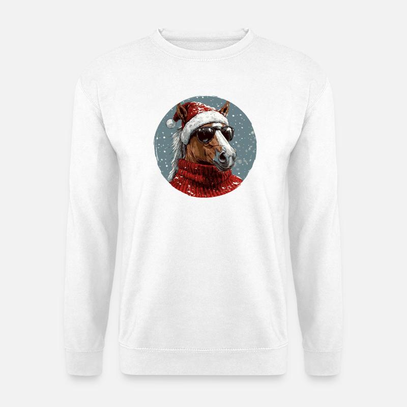 Pferd Weihnachten Christmas Xmas - Unisex Pullover - Weiß