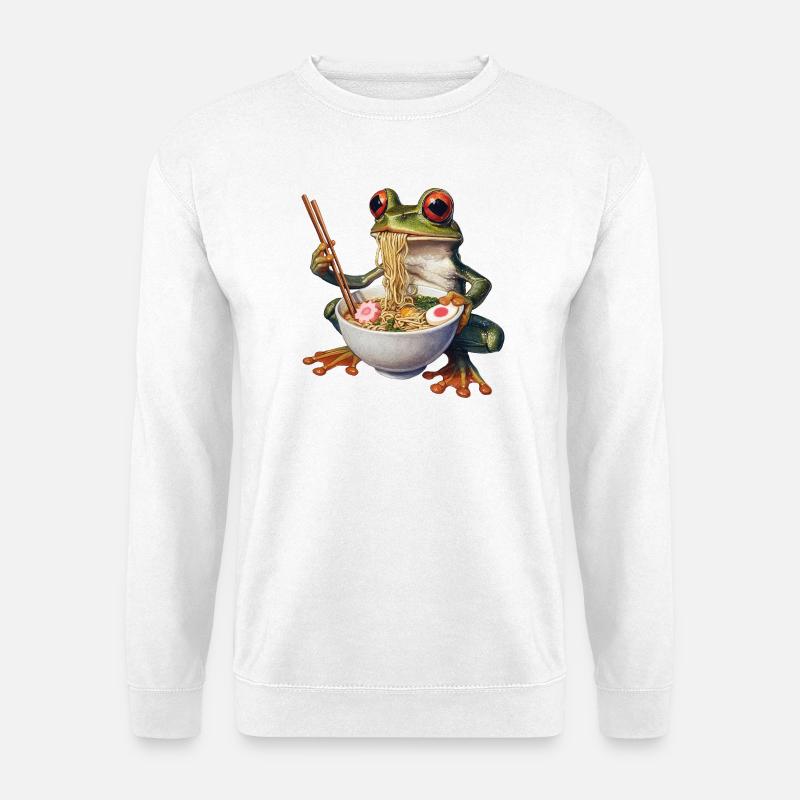 Frog eats ramen - Unisex Sweatshirt - white