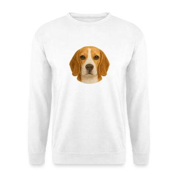 Beagle Kopfporträt Tierliebe - Unisex Pullover - Weiß - Vorne - Alina (178cm) & Michal (187cm)