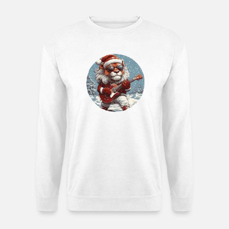 Löwe Weihnachten Gitarre - Unisex Pullover - Weiß