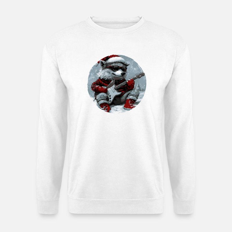 Wolf Weihnachten Gitarre - Unisex Pullover - Weiß