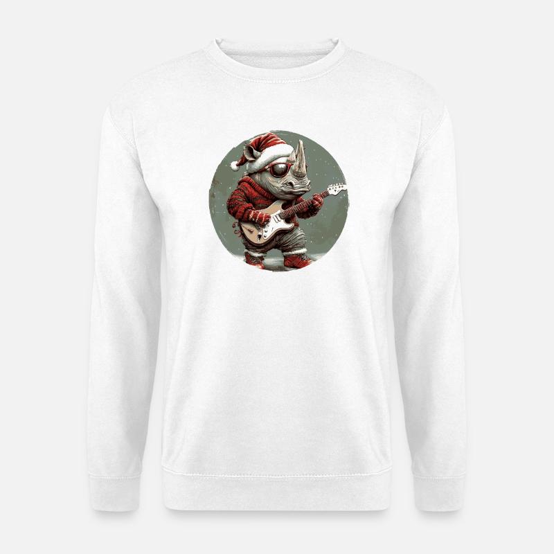 Nashorn Weihnachten Gitarre - Unisex Pullover - Weiß