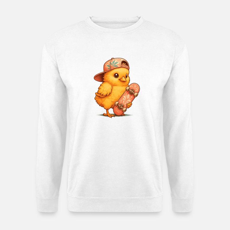 Chick on a skateboard - Unisex Sweatshirt - white
