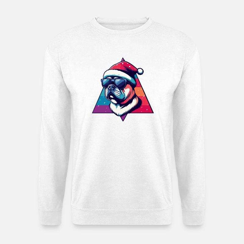 Bulldog Neon Santa Stil - Unisex Pullover - Weiß