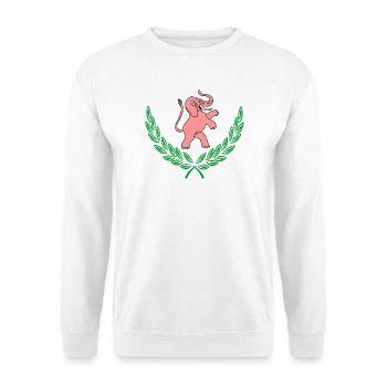 Rosa Elefant im Lorbeerkranz - Unisex Pullover - Weiß - Vorne
