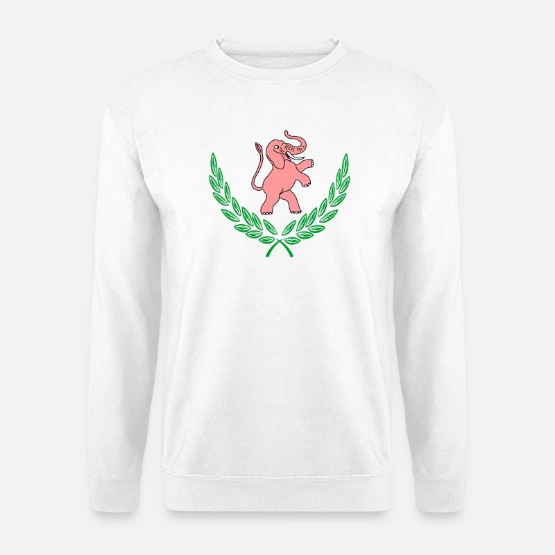 Pink elephant in laurel wreath - Unisex Sweatshirt - white