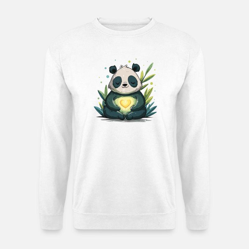 Panda Herzleuchte - Unisex Pullover - Weiß