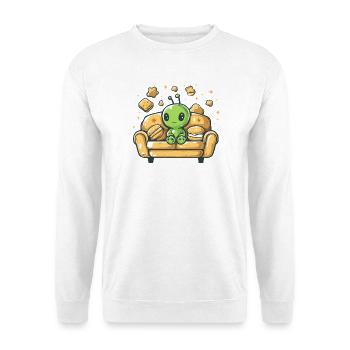 Kuscheliger Alien auf sonnigem Sofa - Unisex Pullover - Weiß - Vorne