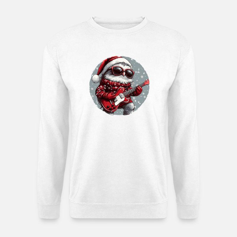 Eule Weihnachten Gitarre - Unisex Pullover - Weiß