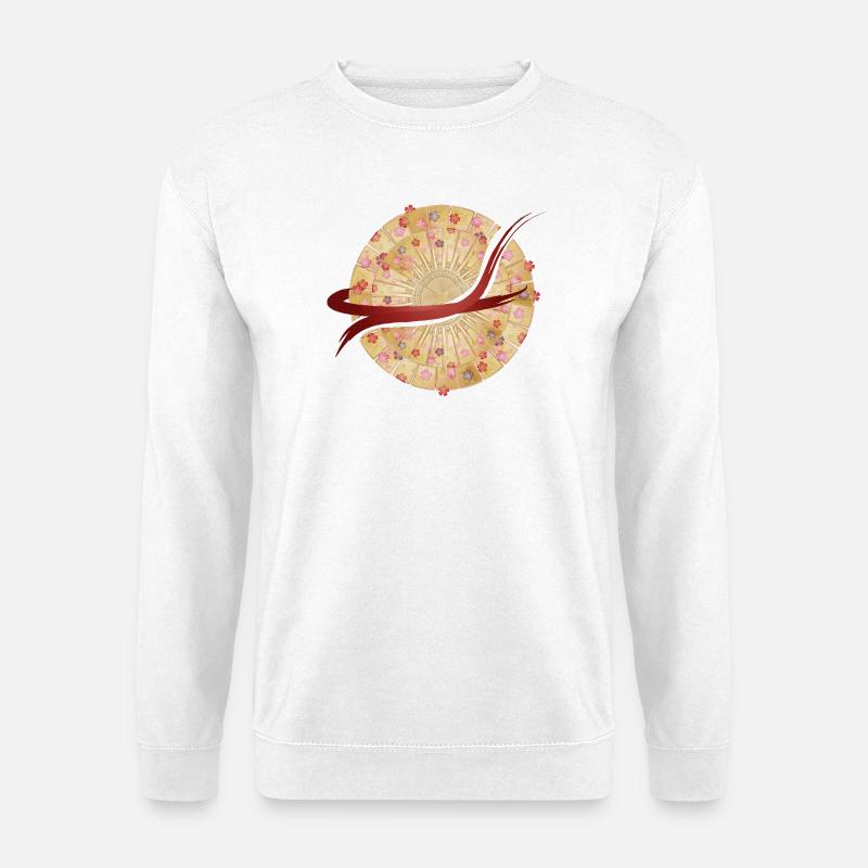 Japanisches Fächer-Mandala mit Pinselstrich - Unisex Pullover - Weiß
