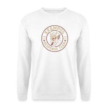 Krampus-Einsatzteam Lustiger Kryptid Krampus - Unisex Pullover - Weiß - Vorne - Alina (178cm) & Michal (187cm)
