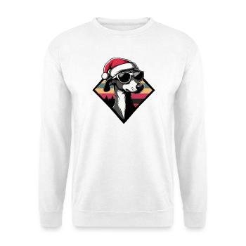 Hund mit Weihnachtsmütze - Unisex Pullover - Weiß - Vorne