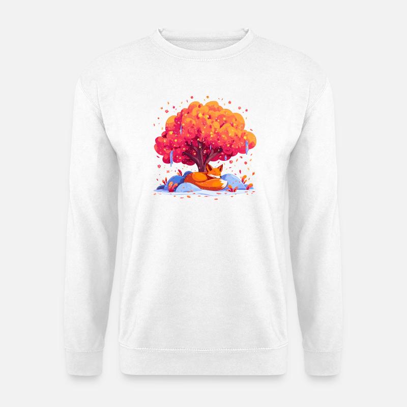 Fox under autumn tree - Unisex Sweatshirt - white